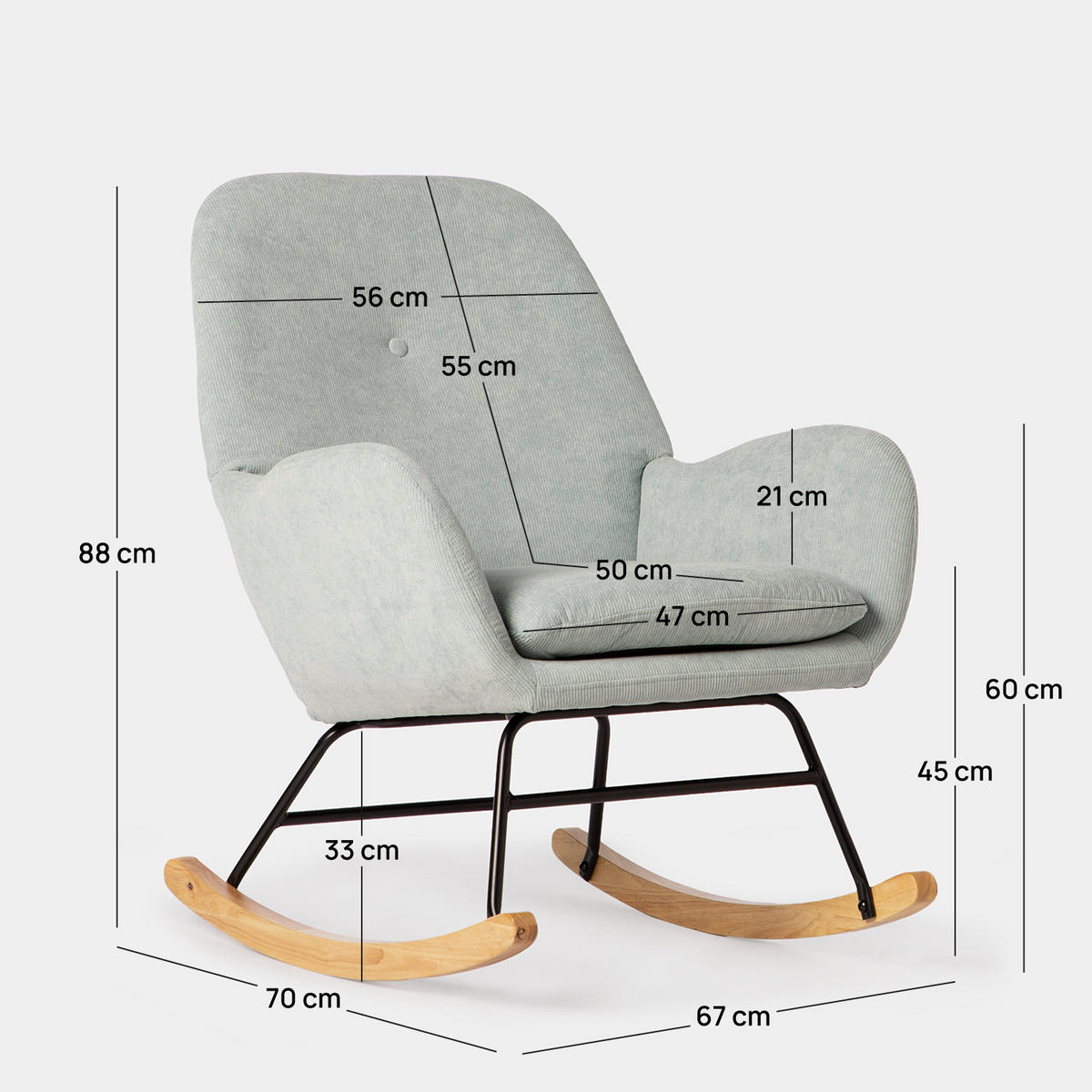 STILLSTUHL Becca Grün 67 cm x 88 cm - Grün, Textil (67/88/70cm) - Klast Home