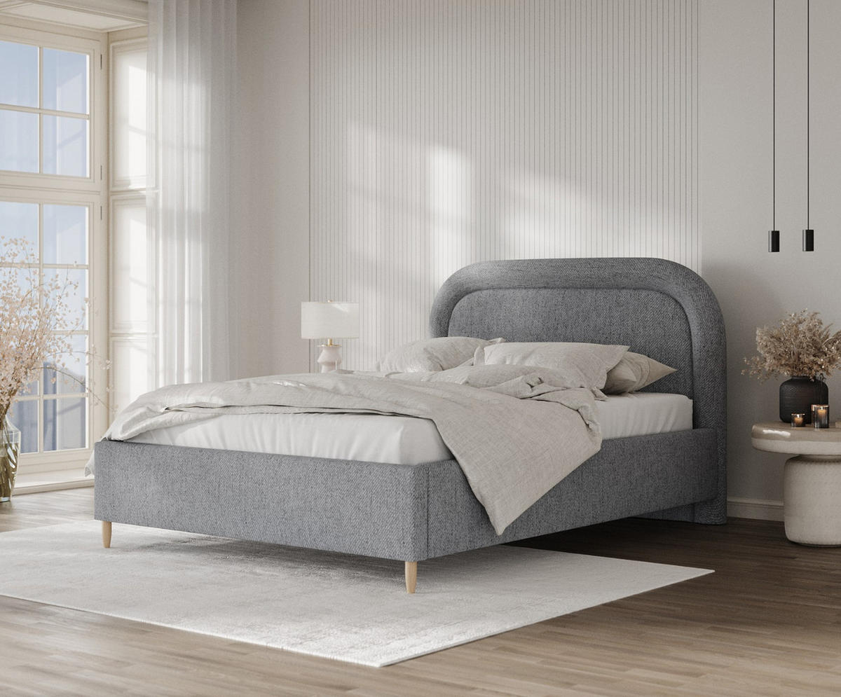 POLSTERBETT Zoya 120/200 cm Grau im Neve Stoff - Naturfarben/Grau, Holz/Holzwerkstoff (120/200cm) - AltaBeds