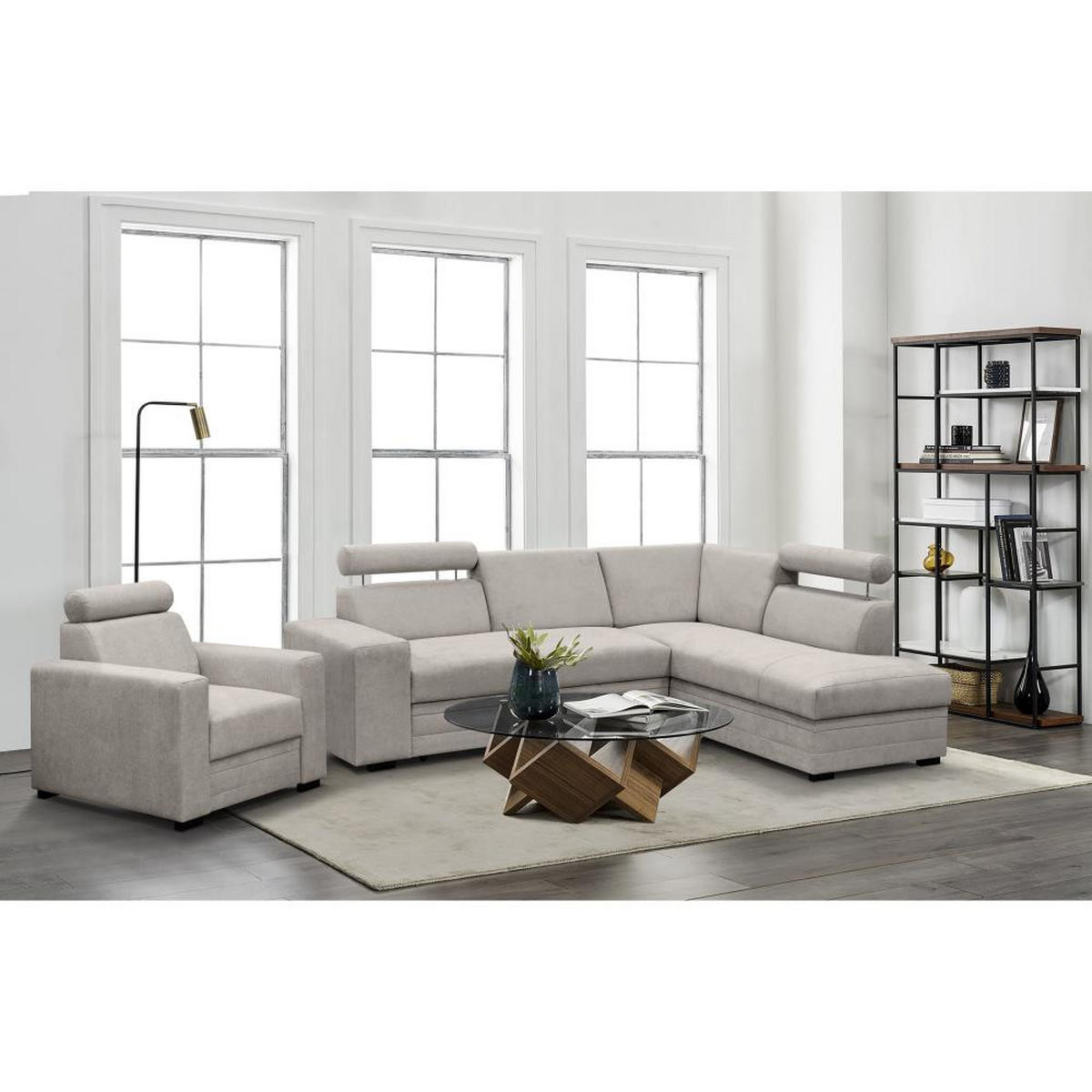 ECKSCHLAFSOFA Roma beige rechts - Beige/Schwarz, Textil (250/205cm) - Beautysofa