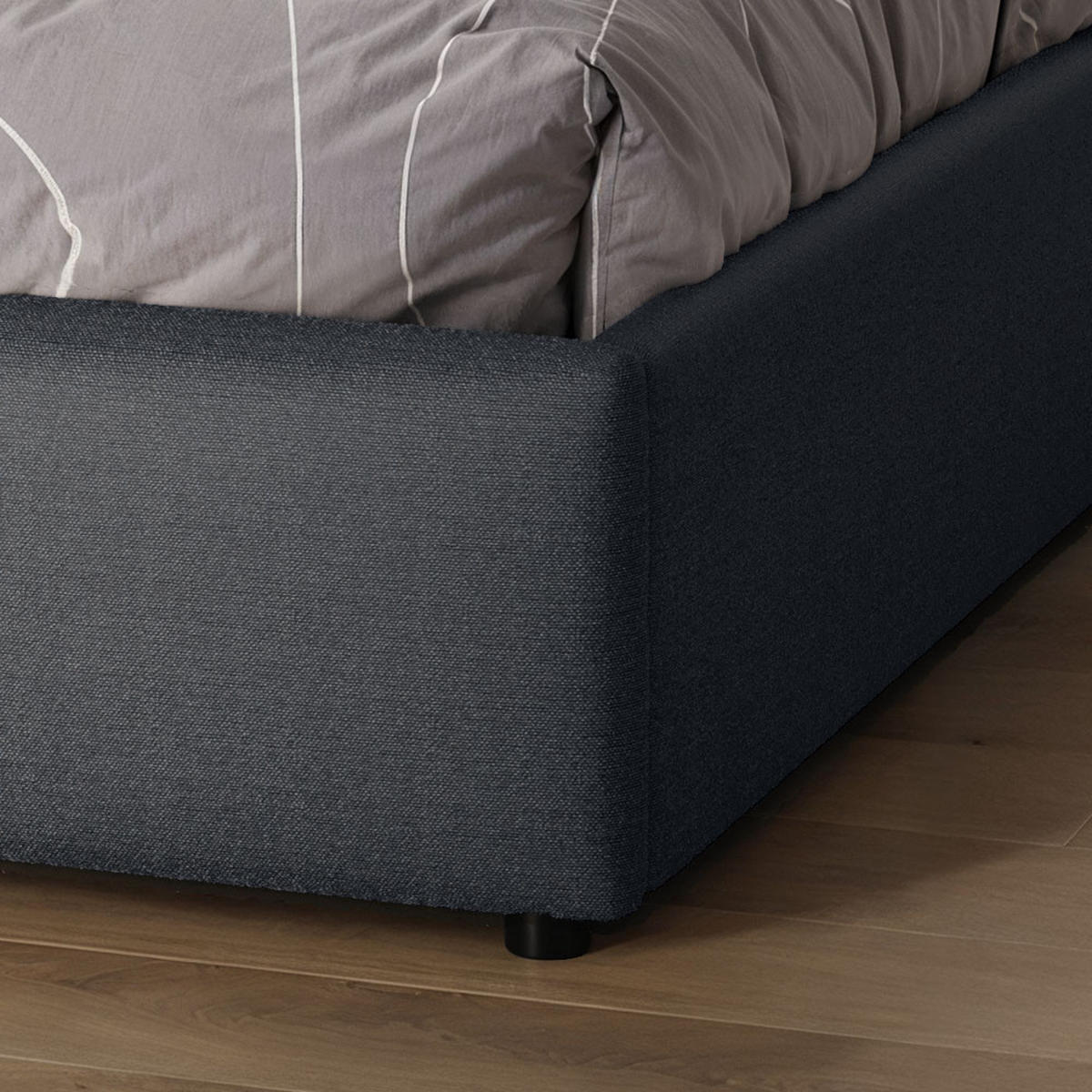 POLSTERBETT 140×200 cm mit Bettkasten und Lattenrost Nela 028-45 Graphit Dunkelgrau Geflochten - Dunkelgrau, Holz/Textil (140/200cm) - Jana