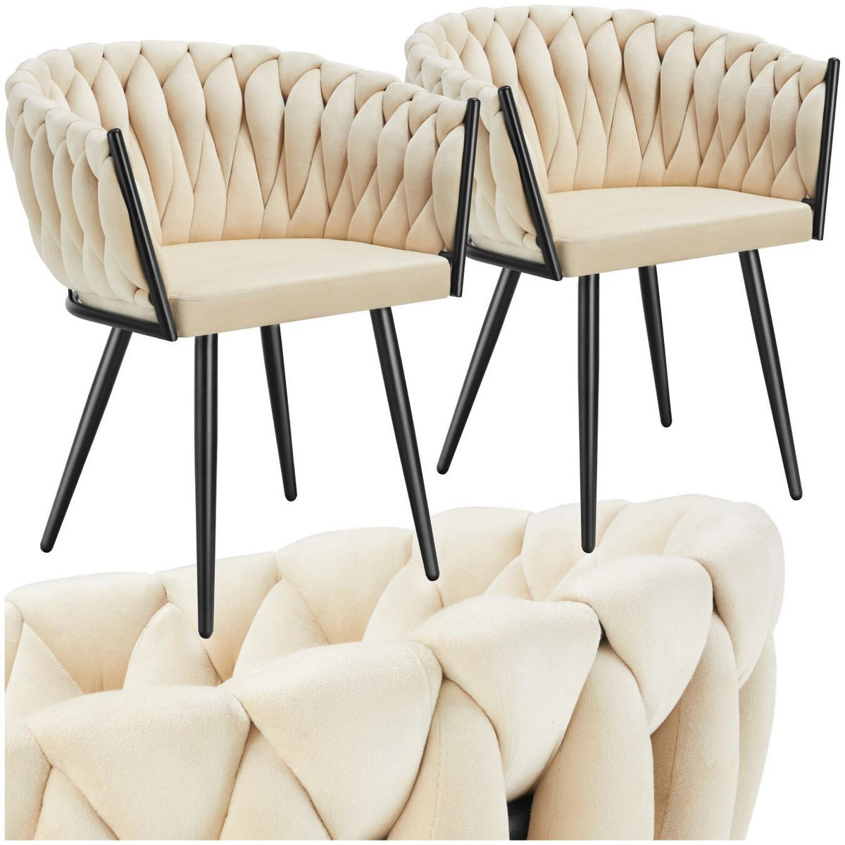 ESSZIMMERSTUHL 2er Set Astano 60 5 x 55 x 75 cm Sand - Sandfarben, Textil (60.5/75/55cm) - tectake