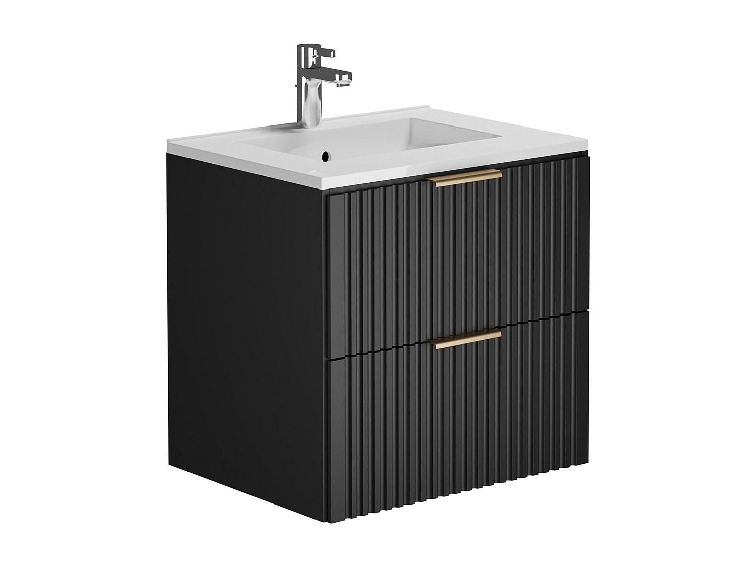 EINZELWASCHTISCH - 60cm x 46cm - MDF - schwarz - ZEVARA - Schwarz, Holz (60/57/46cm) - Vente-Unique