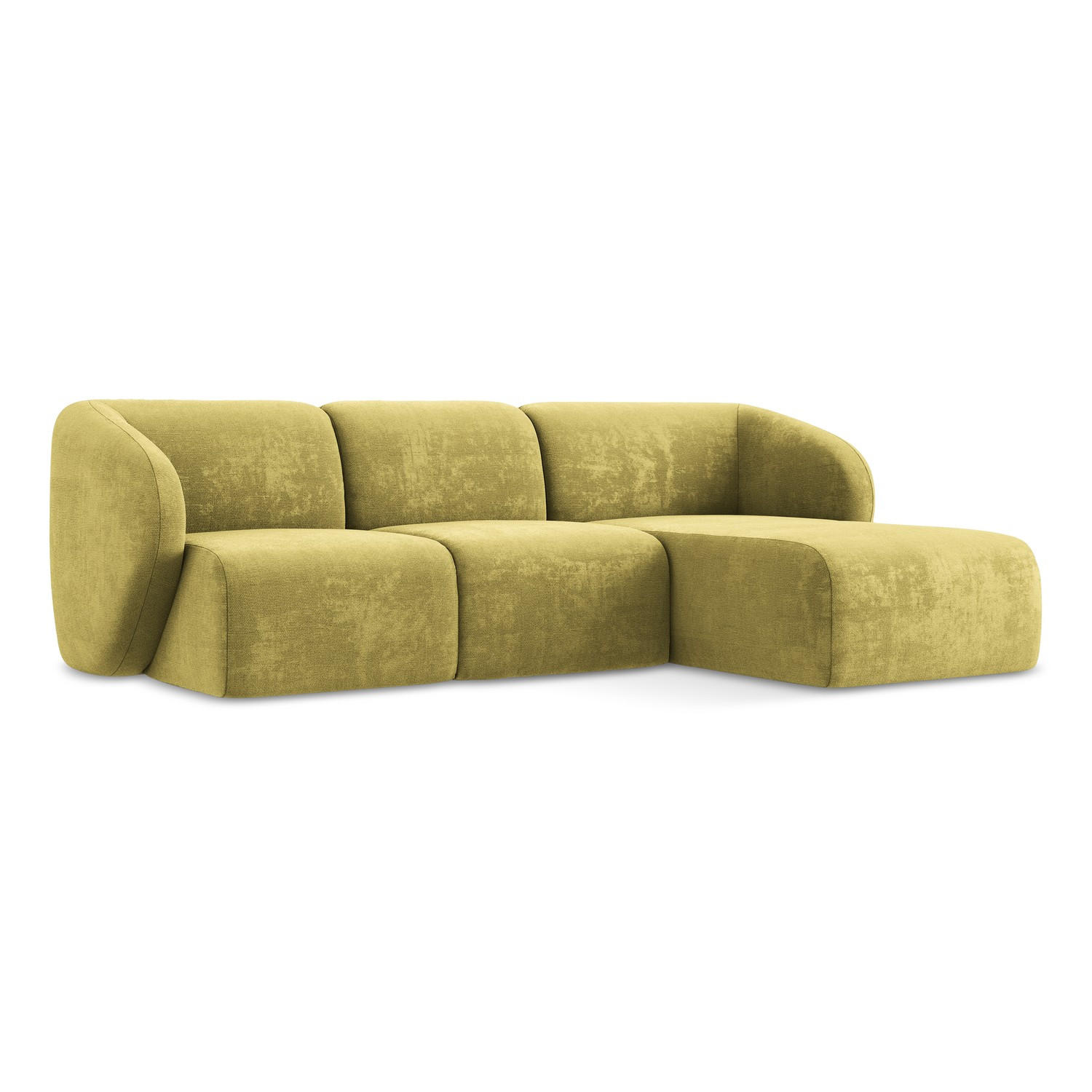 ECKSOFA Rechts Chenille Stoff Grün - Limette/Schwarz, Holzwerkstoff/Kunststoff (248/166cm) - LaMiaSofa