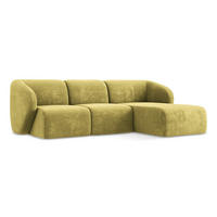 ECKSOFA Rechts Chenille Stoff Grün - Limette/Schwarz, Holzwerkstoff/Kunststoff (248/166cm) - LaMiaSofa