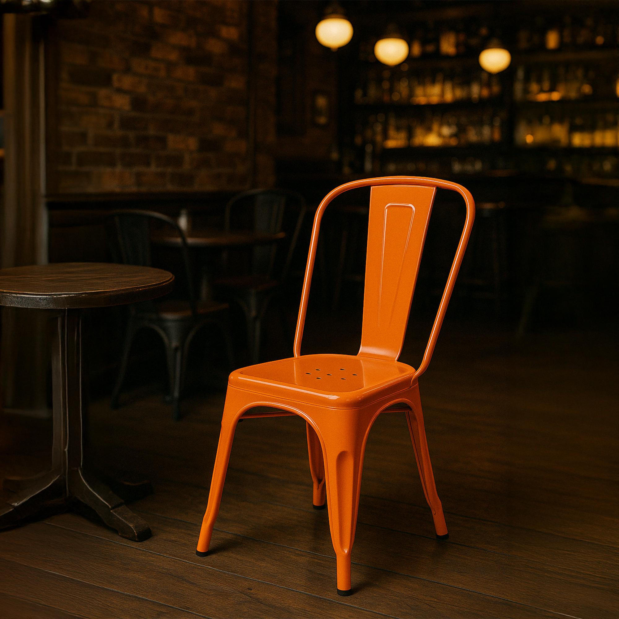 Besucherstuhl 4er Set Metall orange - Orange, Metall (44/89/48cm) - CLP