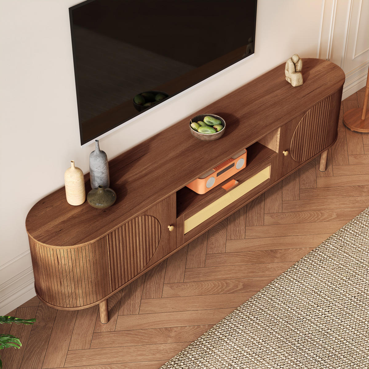 TV-LOWBOARD Nussbaumfarben 175/36/51 cm - Walnussfarben, Holzwerkstoff (175/51/36cm) - PANGIVO