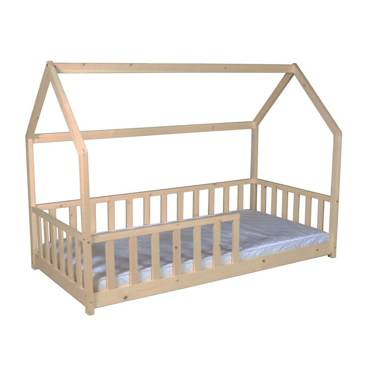 HAUSBETT KIWI mit Lattenrost/ Kinderbett 90x190 - Weiß - Naturfarben, Holz (90/190cm) - Weber Industries