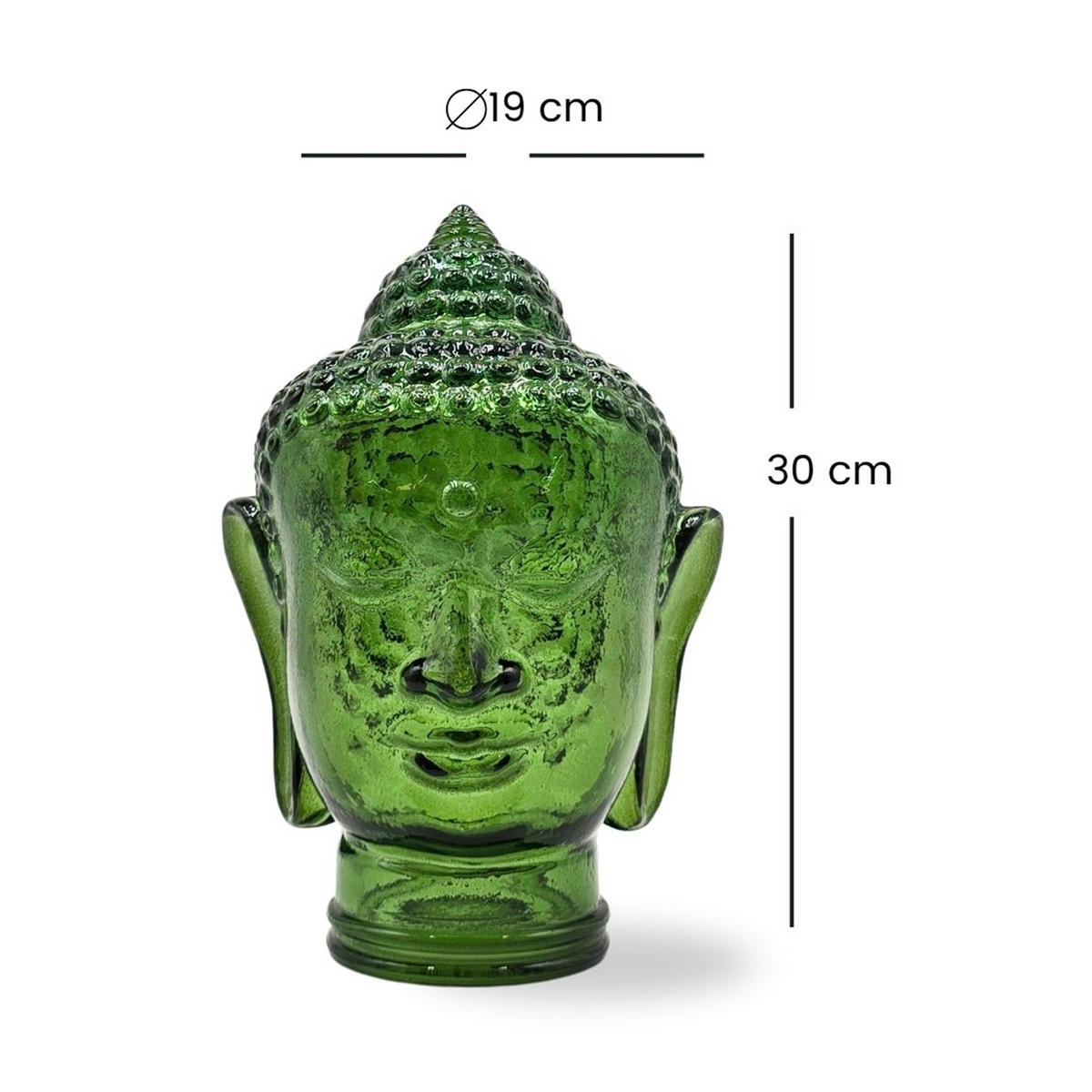 DEKO GLASKOPF THAI BUDDHA Glas, 30 cm Höhe T11 dunkelgrün - Dunkelgrün, Glas (19/30/19cm) - DESIGN DELIGHTS