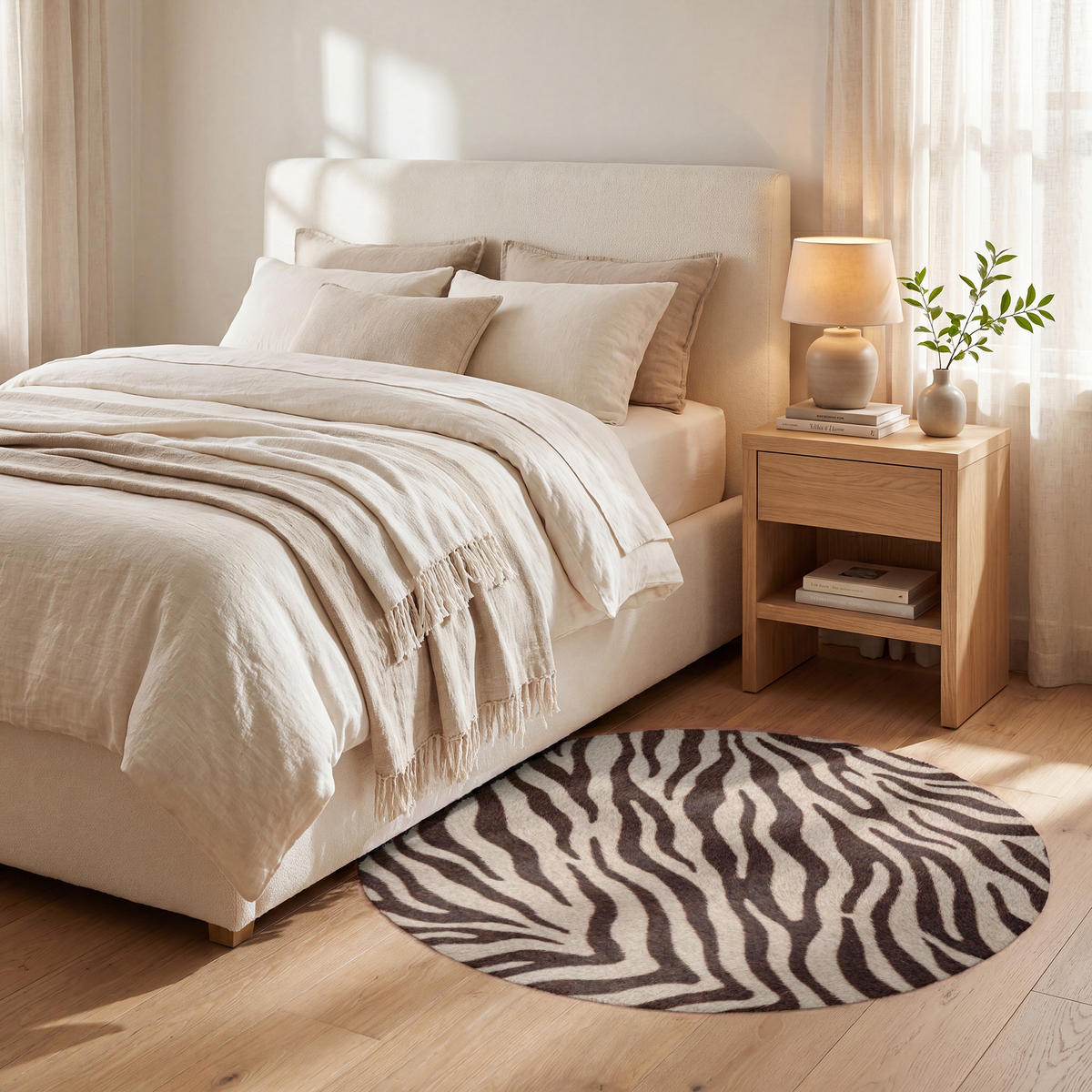 KOBERCE - Zebra - Pruhy - hnedá - 90x90 cm - čierna, textil/plast (90/0.4cm) - OnlyWow
