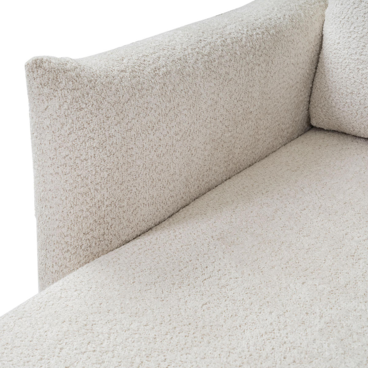 ECKSOFA UNO Beige Plüsch-Stoff mit Schlaffunktion - Creme, Holz (257/171cm) - MASSENO