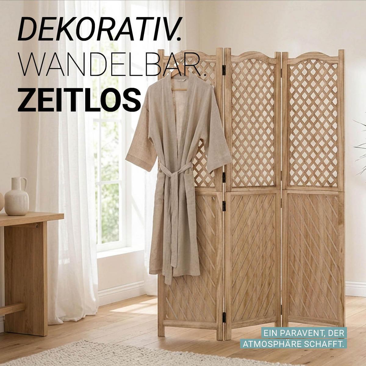 PARAVENT 120/170 cm Natur Holz - Naturfarben, Holz (120/170/2cm) - Homestyle4u