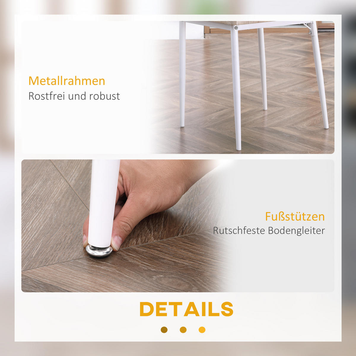 ESSGRUPPE 2 Stühle Esszimmergarniturset Esstischset Sitzgruppe Tischgruppe - Naturfarben, Kunststoff (70/76/70cm) - HOMCOM