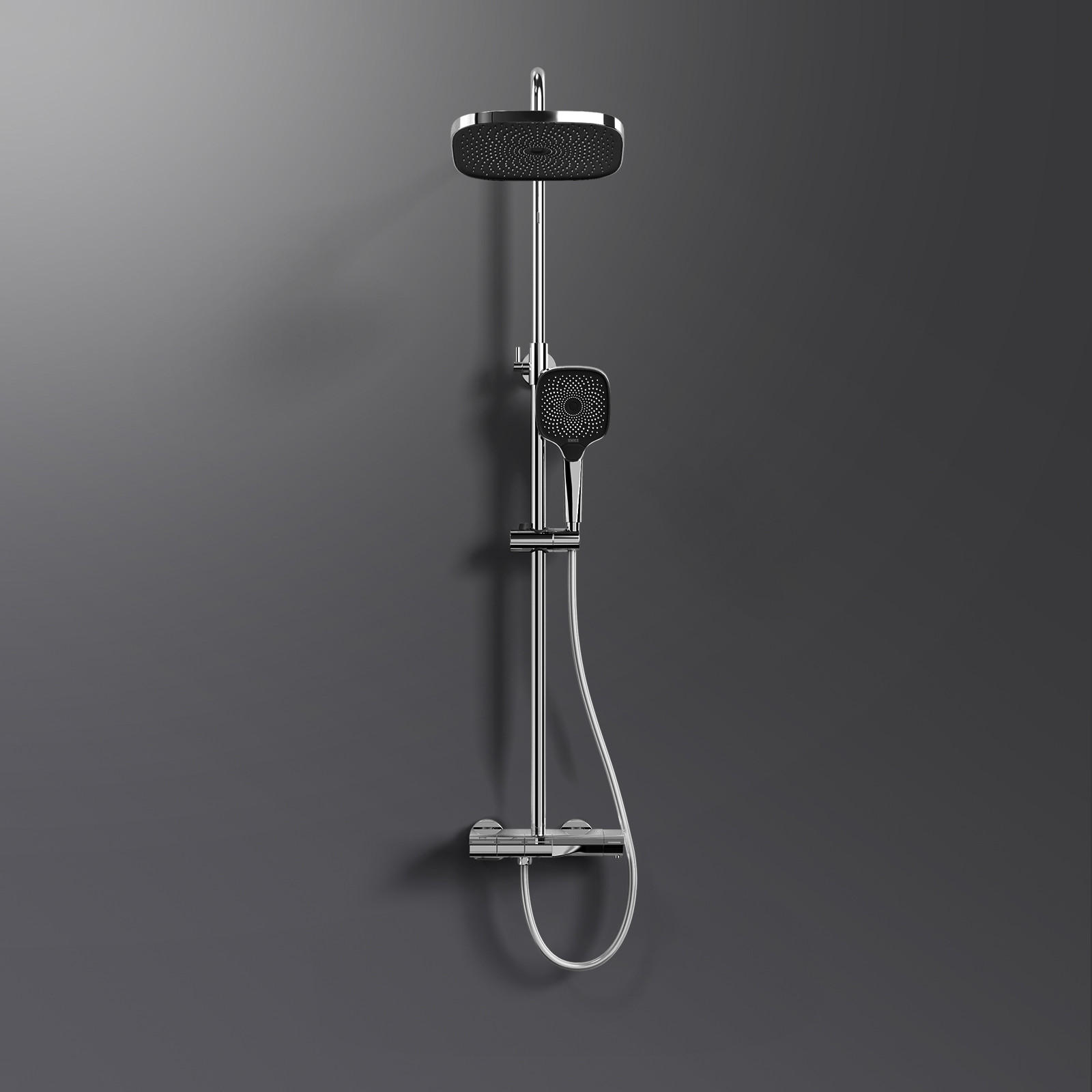 ÜBERKOPFBRAUSESET mit Thermostat Aufputz Drei Wasserauslassmethoden Chrom - Chromfarben, Metall (66.5/198.6/71.1cm) - EMKE