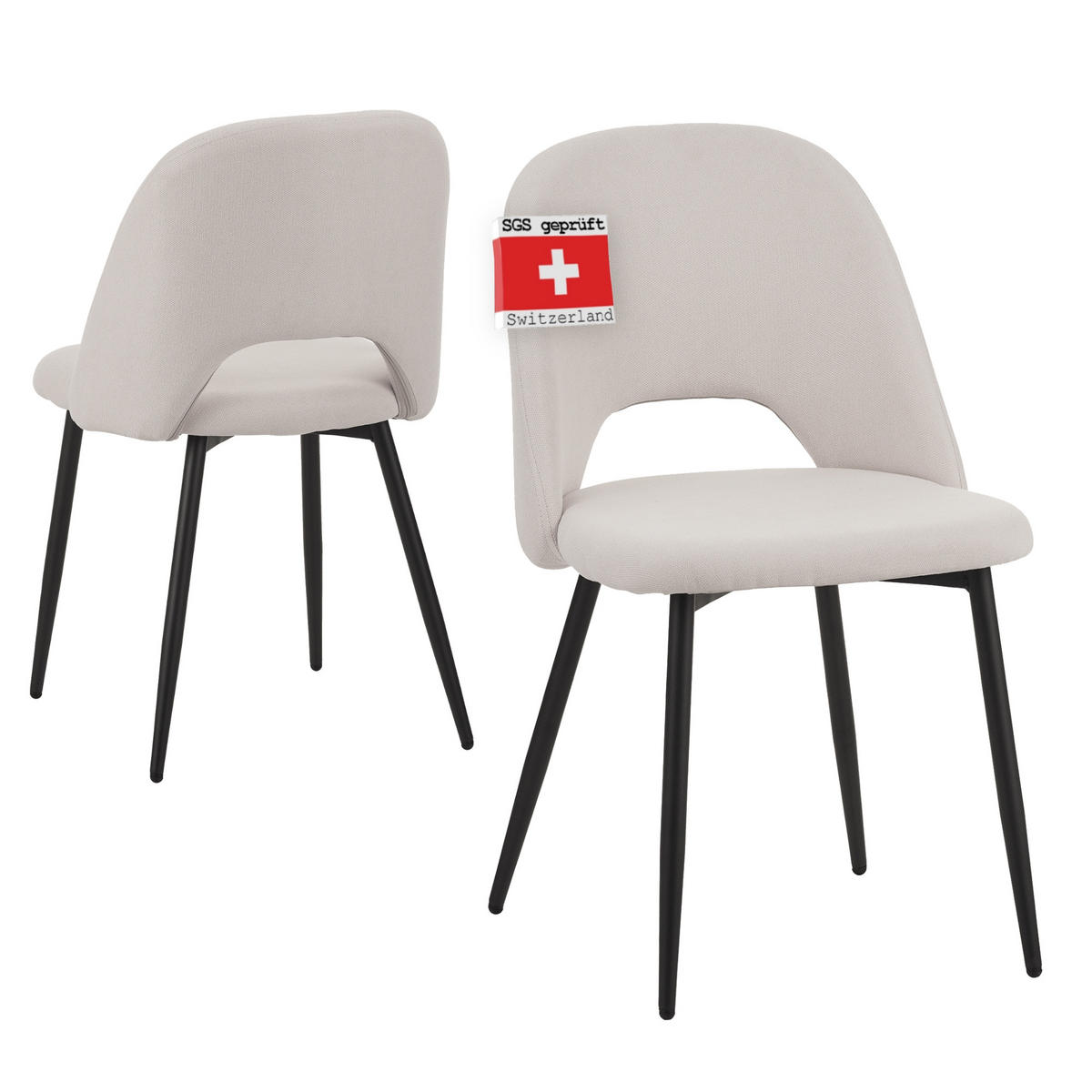 ESSZIMMERSTUHL SILVI Stoff 2er-Set - Beige, Metall (48/81/53cm) - Albatros