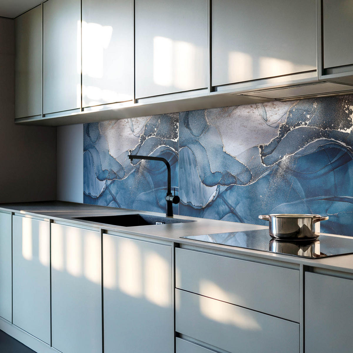 WANDPANEEL 100x50 cm selbstklebend Aurora - Blaugrau, Kunststoff (50/1.6/100cm) - Wallfluent