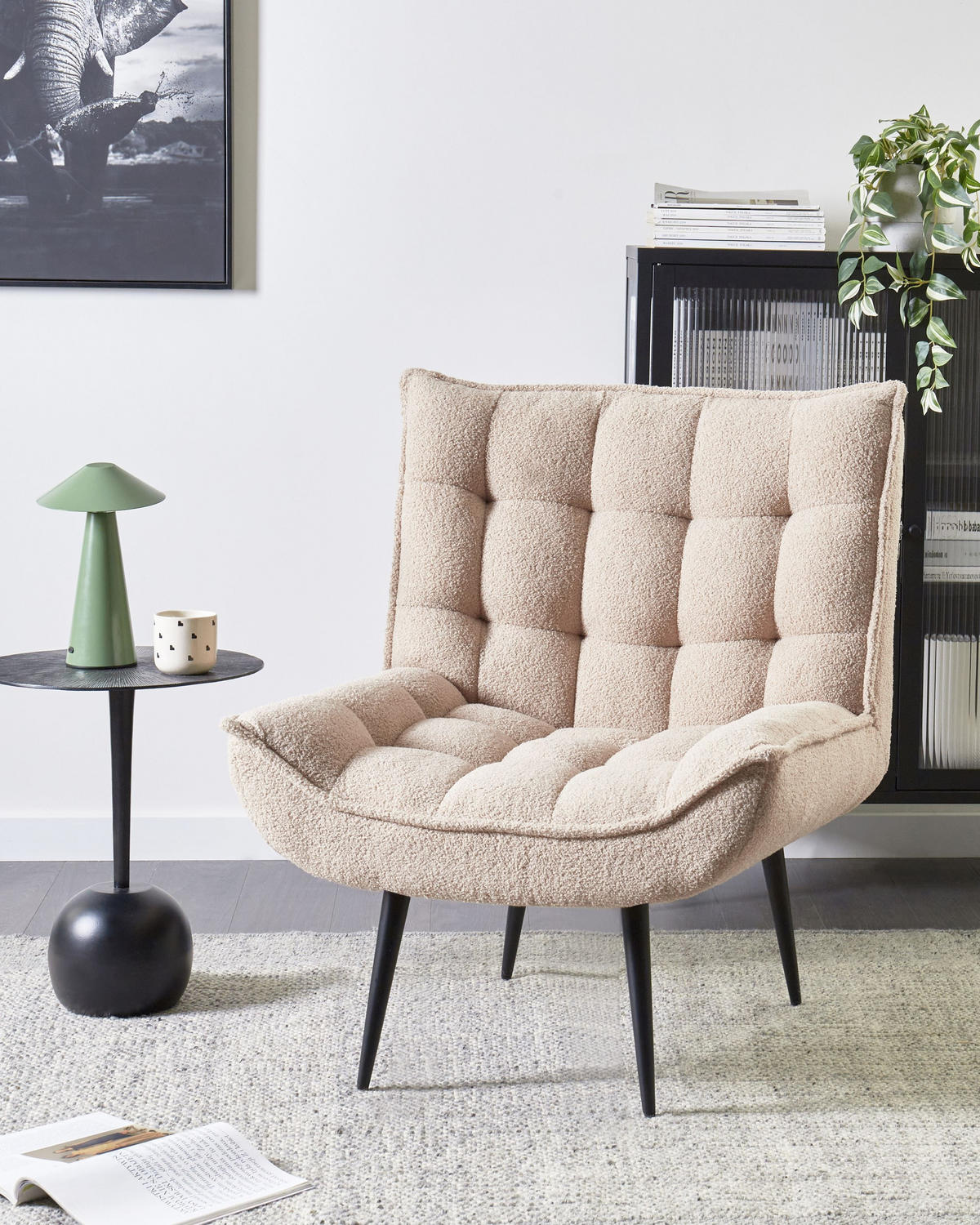 SESSEL Bouclé Beige Alvesta - Beige, Textil (73/92/79cm) - Beliani