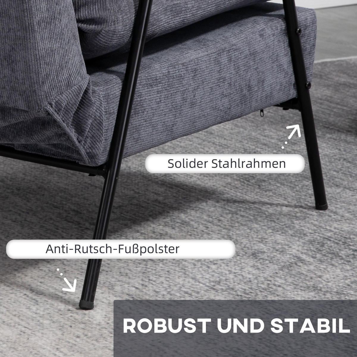 RELAXSESSELSET Grau - Grau, Metall (91.5/88/68cm) - HOMCOM