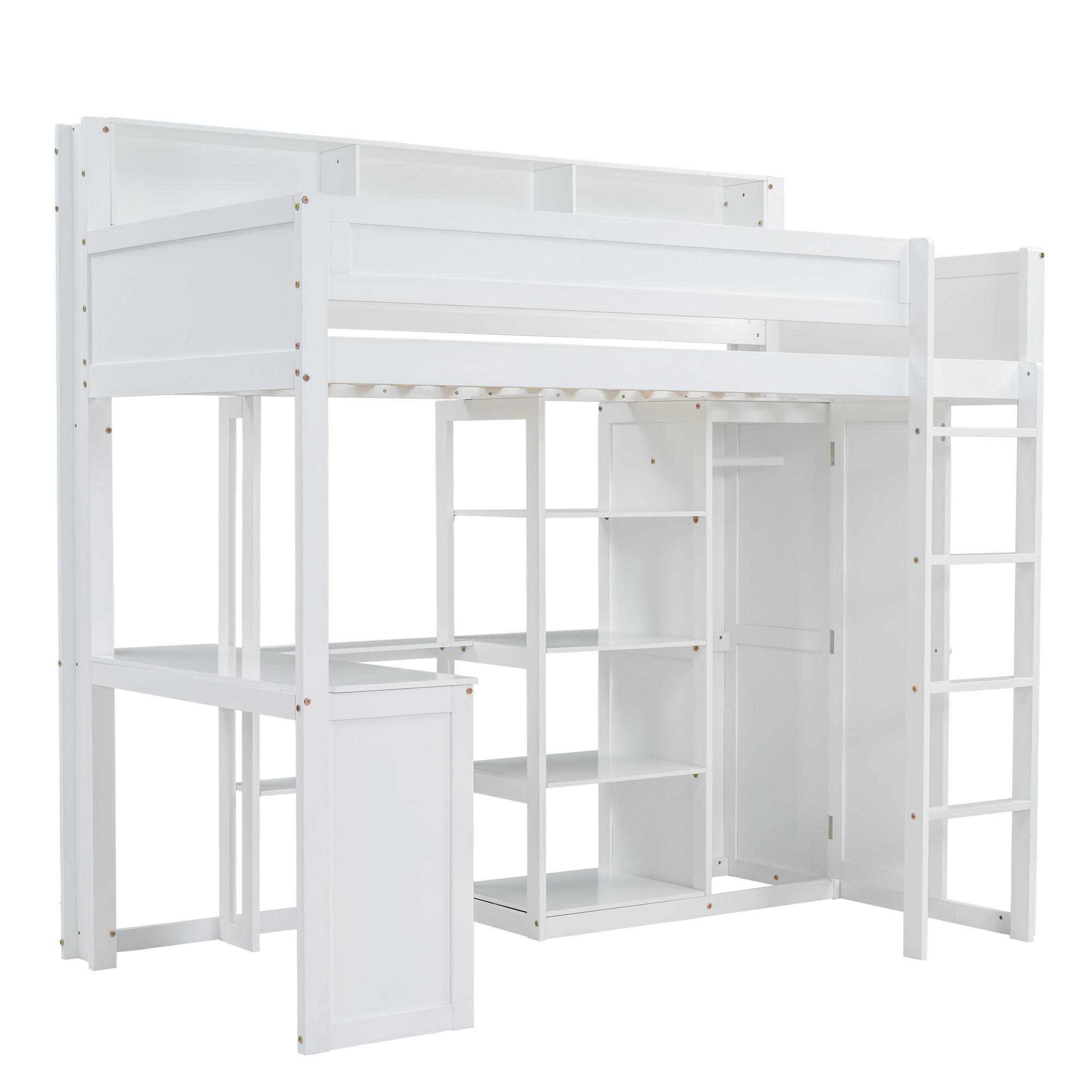 HOCHBETT 90/200 cm DE-00487, in Weiß, Tisch und Kleiderschrank - Weiß, Holz (90/200cm) - ComfortXL