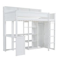 HOCHBETT 90/200 cm DE-00487, in Weiß, Tisch und Kleiderschrank - Weiß, Holz (90/200cm) - ComfortXL