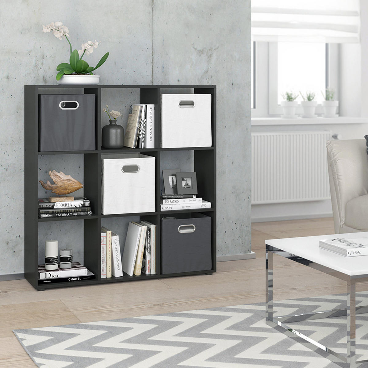 RAUMTEILER Nove Schwarz 104 x 108 cm - Schwarz, Holzwerkstoff (104/108/29cm) - Vicco