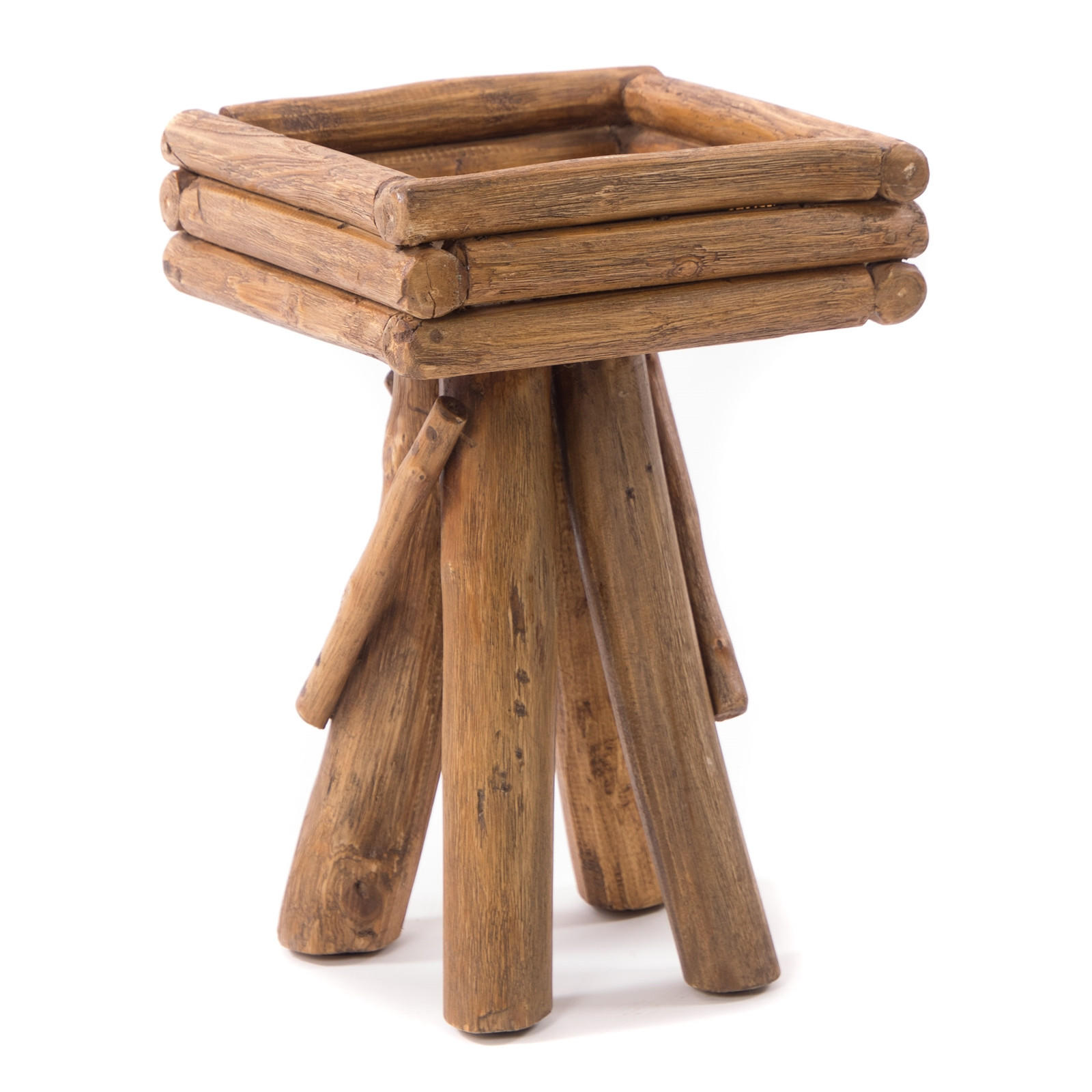 BLUMENTISCH Twist Teakholz - Naturfarben, Holz (30/30/45cm) - DESIGN DELIGHTS