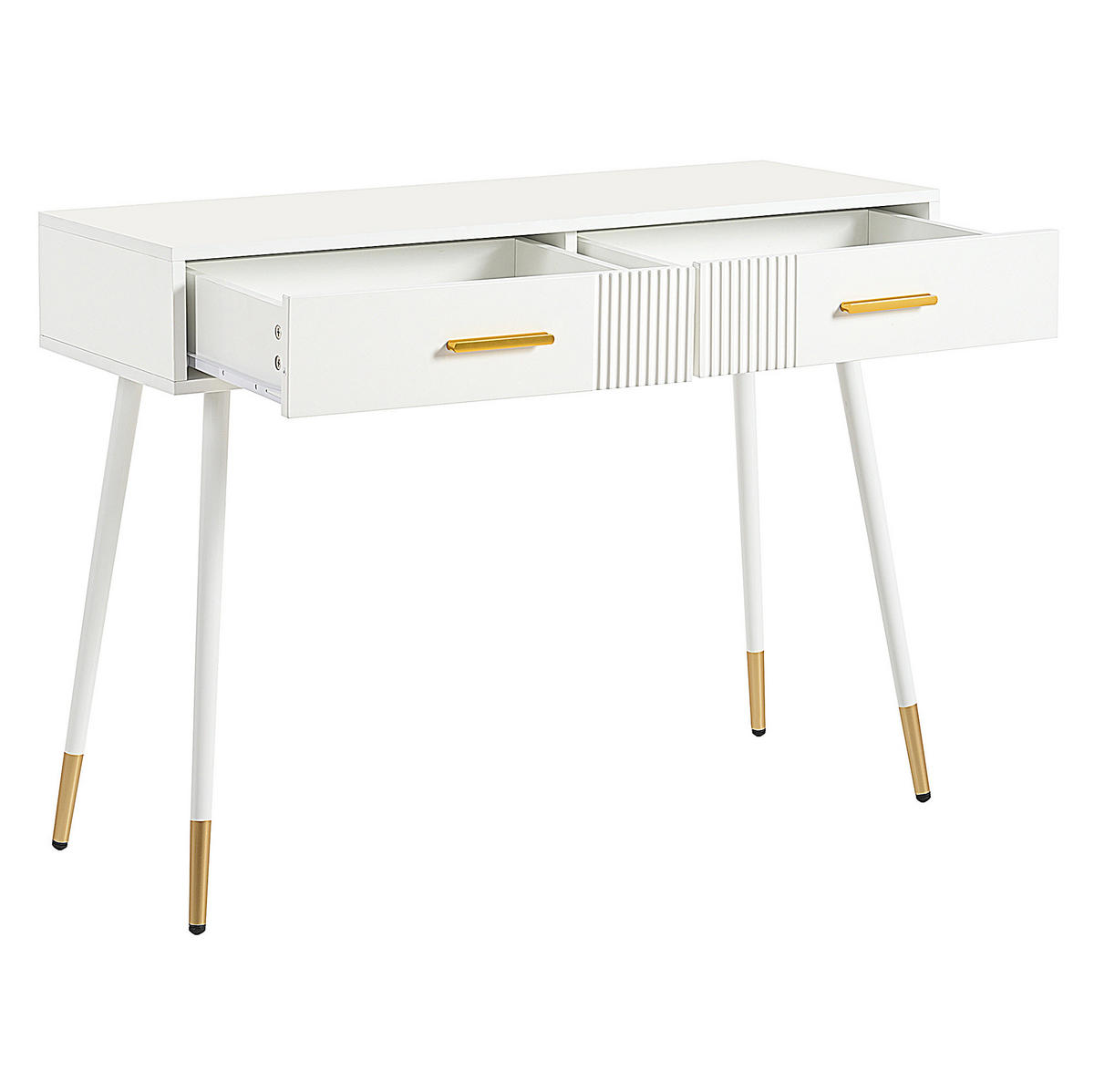 SCHMINKTISCH 100/40/76 cm mit 2 Schubladen, Metallfüßen und vielseitiger Nutzung, Weiß - Weiß, Holzwerkstoff (100/76/40cm) - Redom