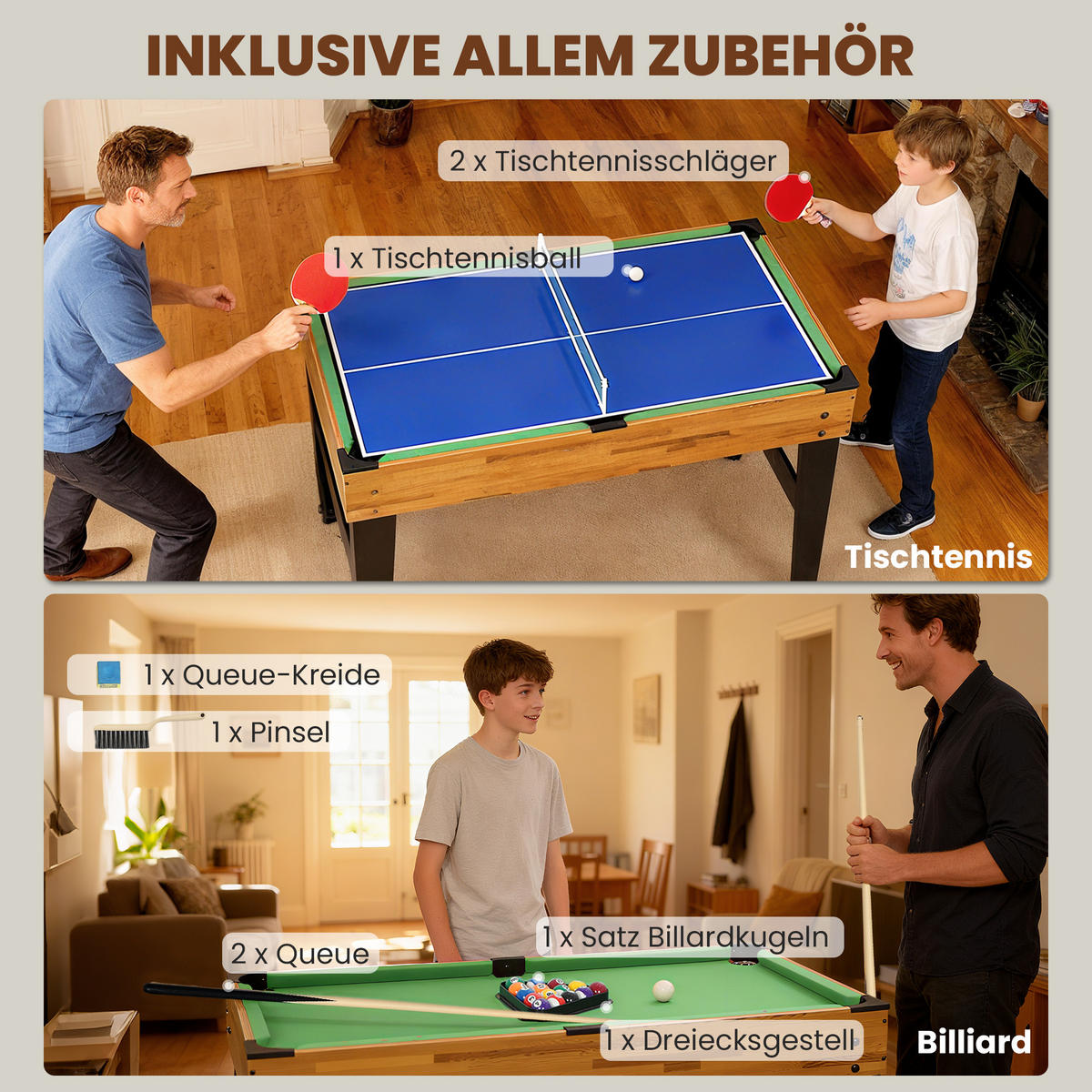 SPIELETISCH DE-10925 Walnuss - Walnussfarben, Holzwerkstoff (109/80/121cm) - ComfortXL