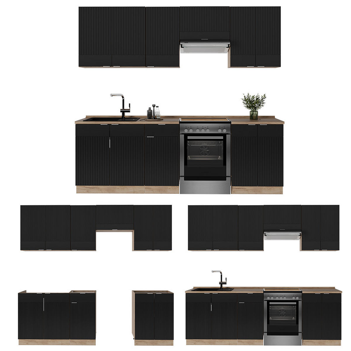 Honigeiche/Schwarz, Holzwerkstoff (240/81.6/60cm) - Vicco