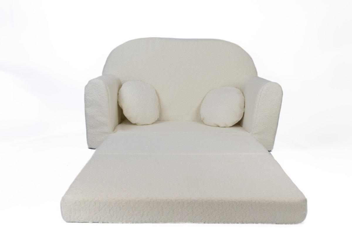 SOFA David - Ausklappbares Kindersofa aus Teddystoff mit Verlängerung - in Beige - Beige, Textil (96/57/48cm) - Fortisline