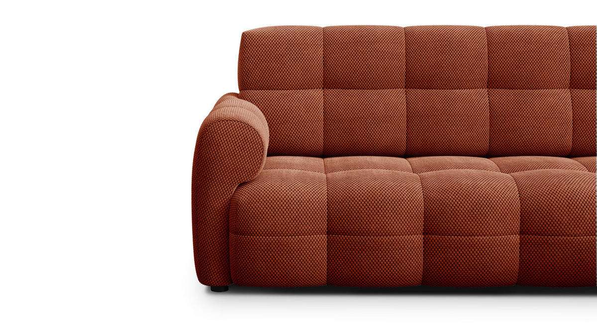 ECKSOFA MELLOW 5-Sitzer, dunkelorange - Dunkelorange/Schwarz, Holz/Textil (283/191cm) - Courtois Laville