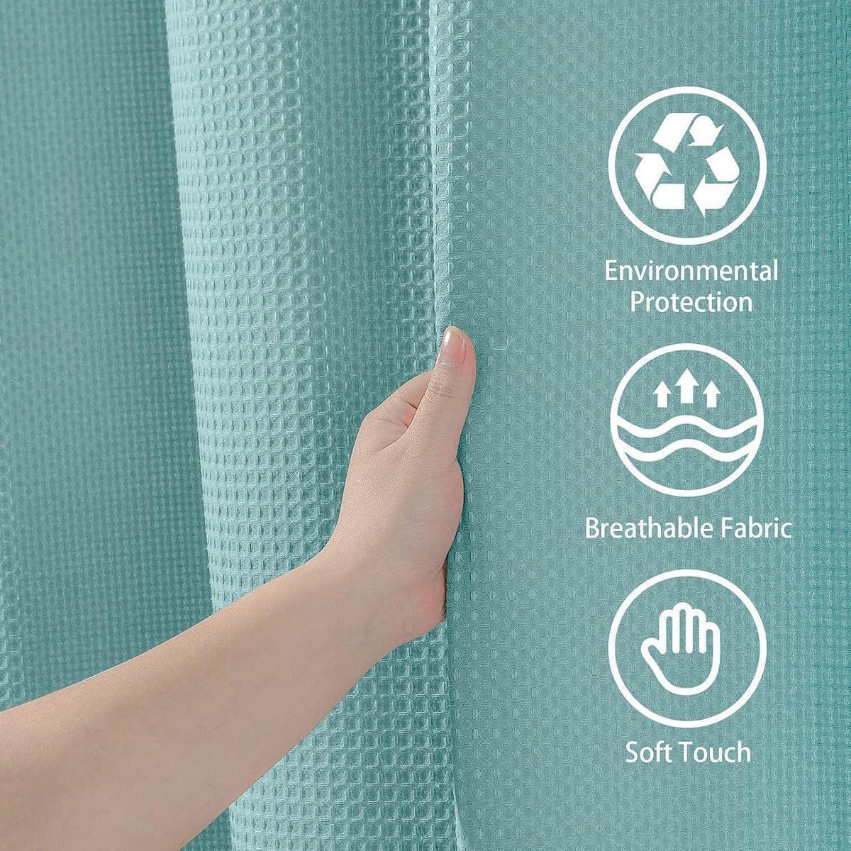 DUSCHVORHANG Waffelstoff Türkis 275 x 182 cm - Türkis, Textil (275/182cm)