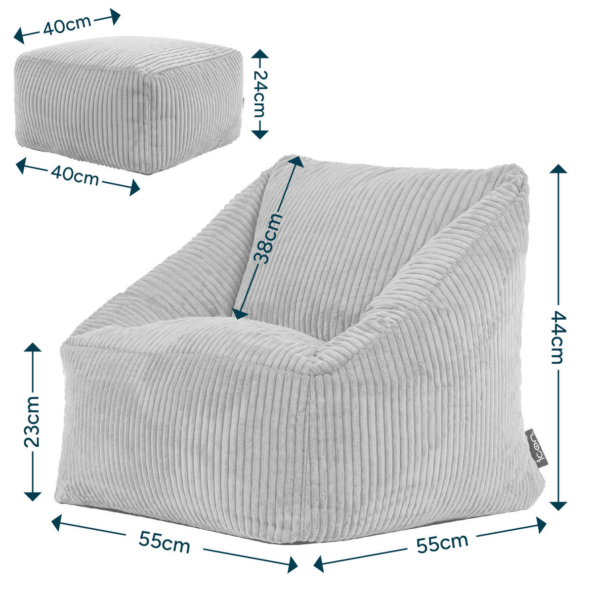 KINDERSITZSACK mit Hocker Natalia - Orange, Textil (55/44/55cm) - icon