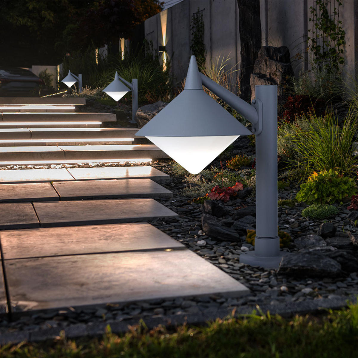 LED STEHLEUCHTE MANHATTAN Grau ALU - Grau, Kunststoff/Metall (26/58/40cm)
