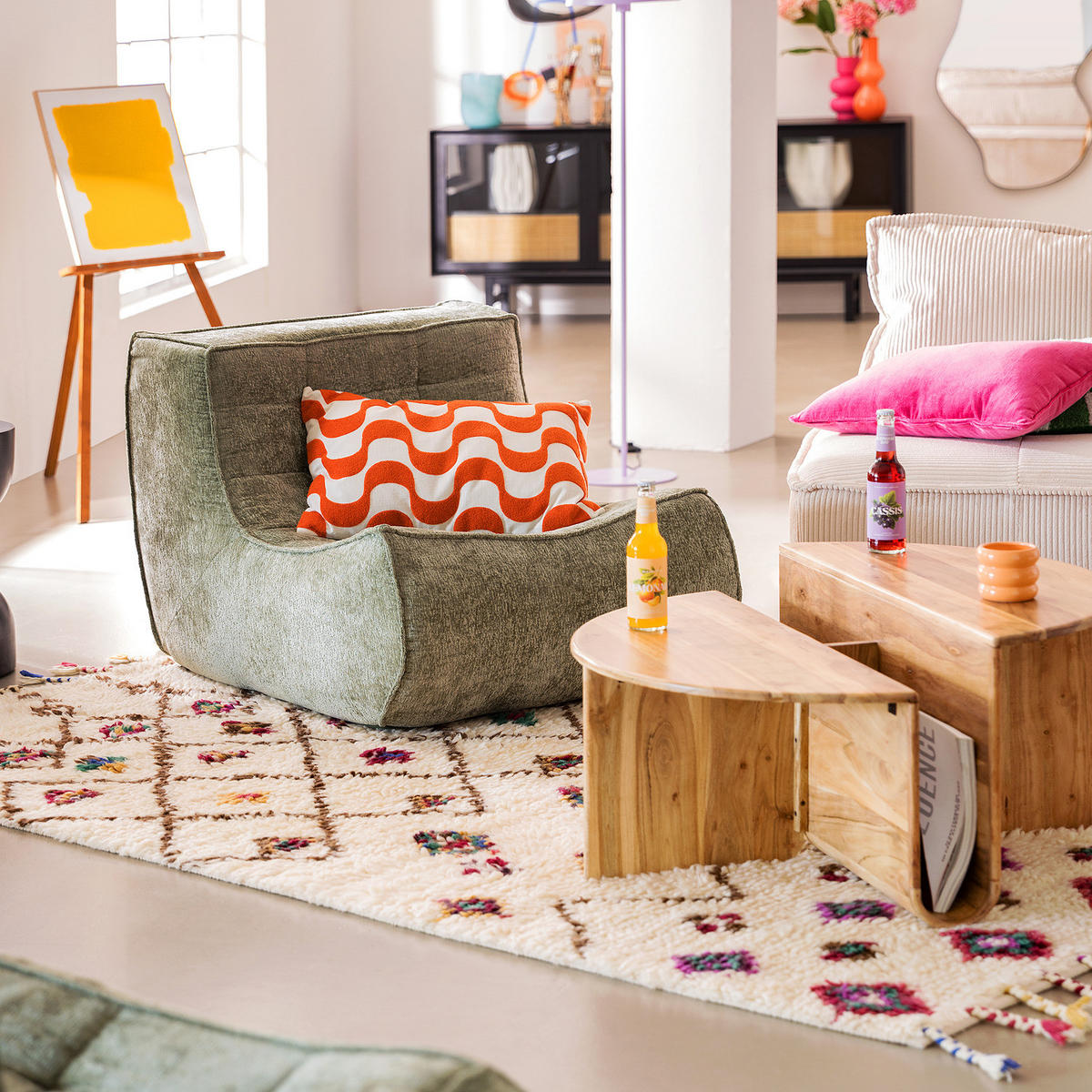 SESSEL - Bouclé - Grün, Textil (87/70/102cm) - home24