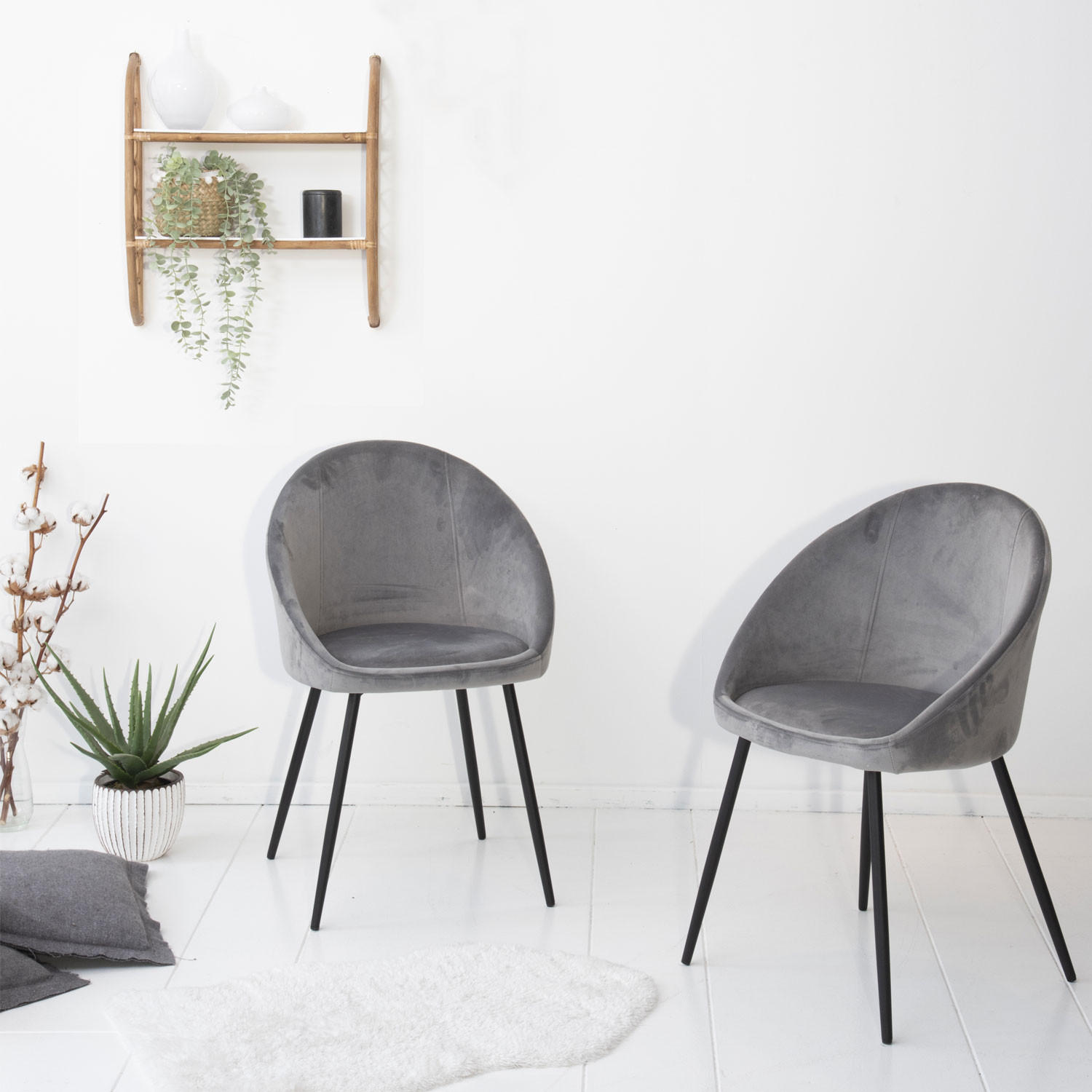 STÜHLE Diane Grau 2er-Set - Grau, Textil (53/81/54cm) - Happy Garden