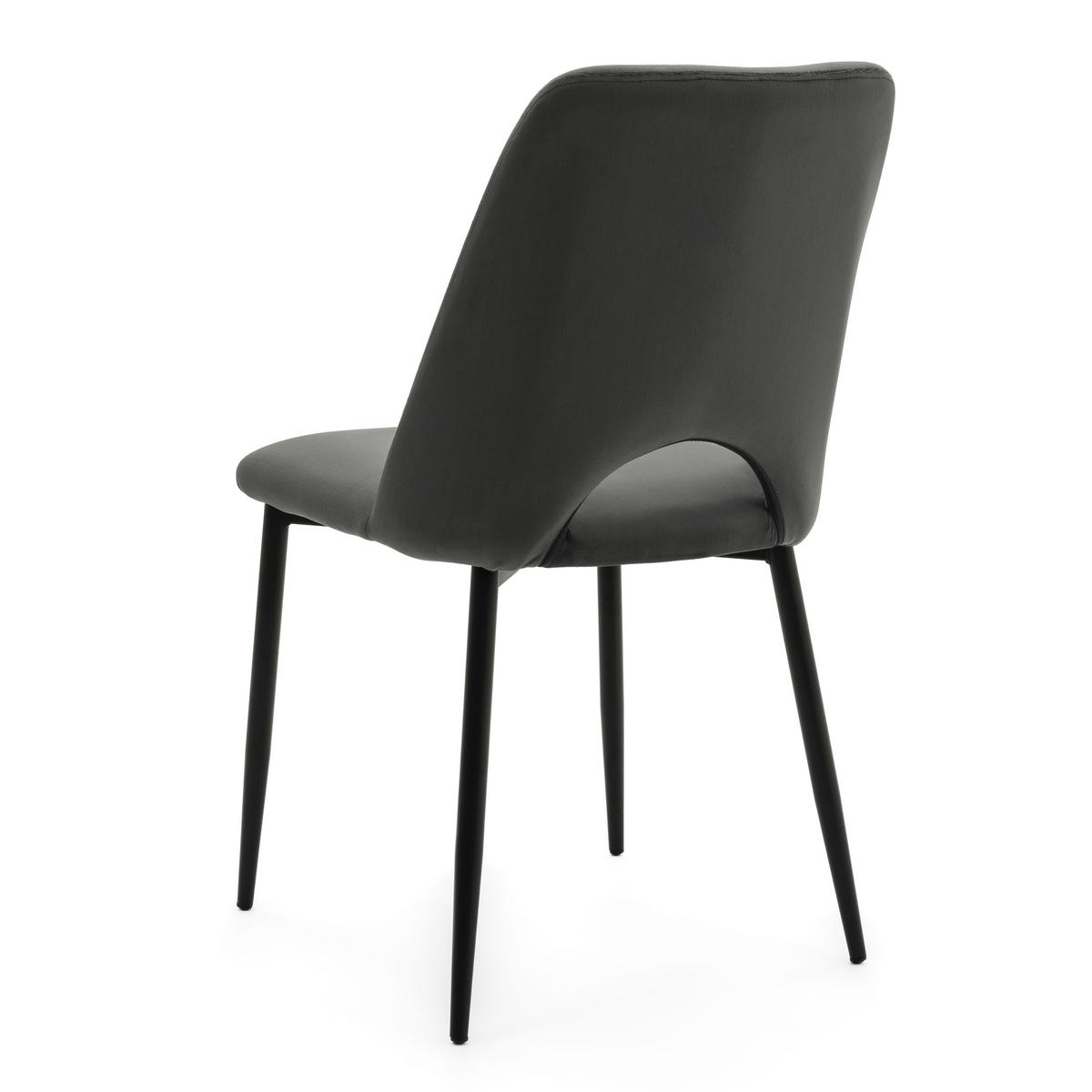 STUHL ORO gepolsterter mit Steppung - grau - Samt Velour - Schwarz/Grau, Textil/Metall (47/91/55cm) - NEW HOME