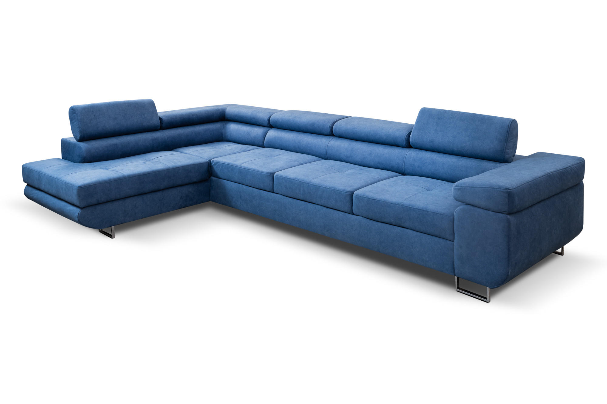 ECKSOFA Marlene IV L-Form mit verstellbaren Kopfstützen Schlaffunktion Bettkasten 347 cm links blau - Blau, Kunststoff (347/202cm) - Margaret Hadas24