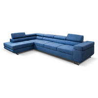 ECKSOFA Marlene IV L-Form mit verstellbaren Kopfstützen Schlaffunktion Bettkasten 347 cm links blau - Blau, Kunststoff (347/202cm) - Margaret Hadas24