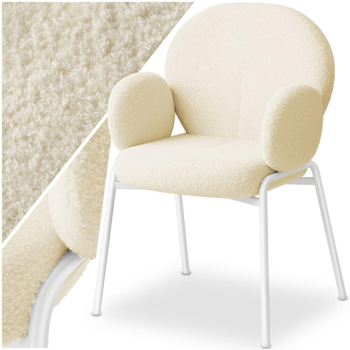 STUHL 1er Set Scandi Belastbarkeit 120 kg 61 5 x 62 x 90 - Creme, Kunststoff (62/90/61.5cm) - tectake