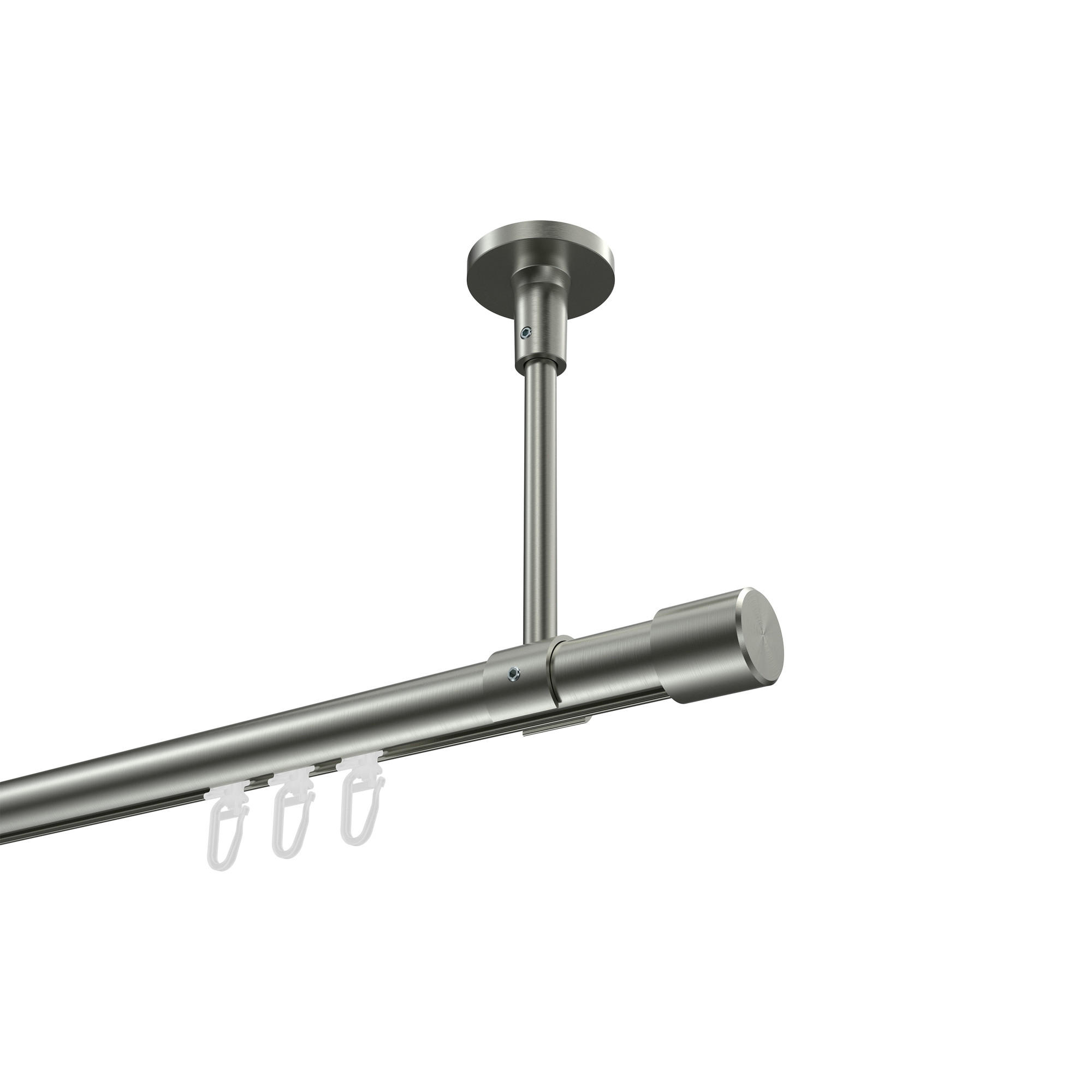 INNENLAUF-GARDINENSTANGEN-SET Sonette Santo 400 cm (geteilt in 2 x 200 cm), 1-läufig, 20 mm Ø Edelstahl-Optik - Edelstahlfarben, Metall (400cm) - INTERDECO