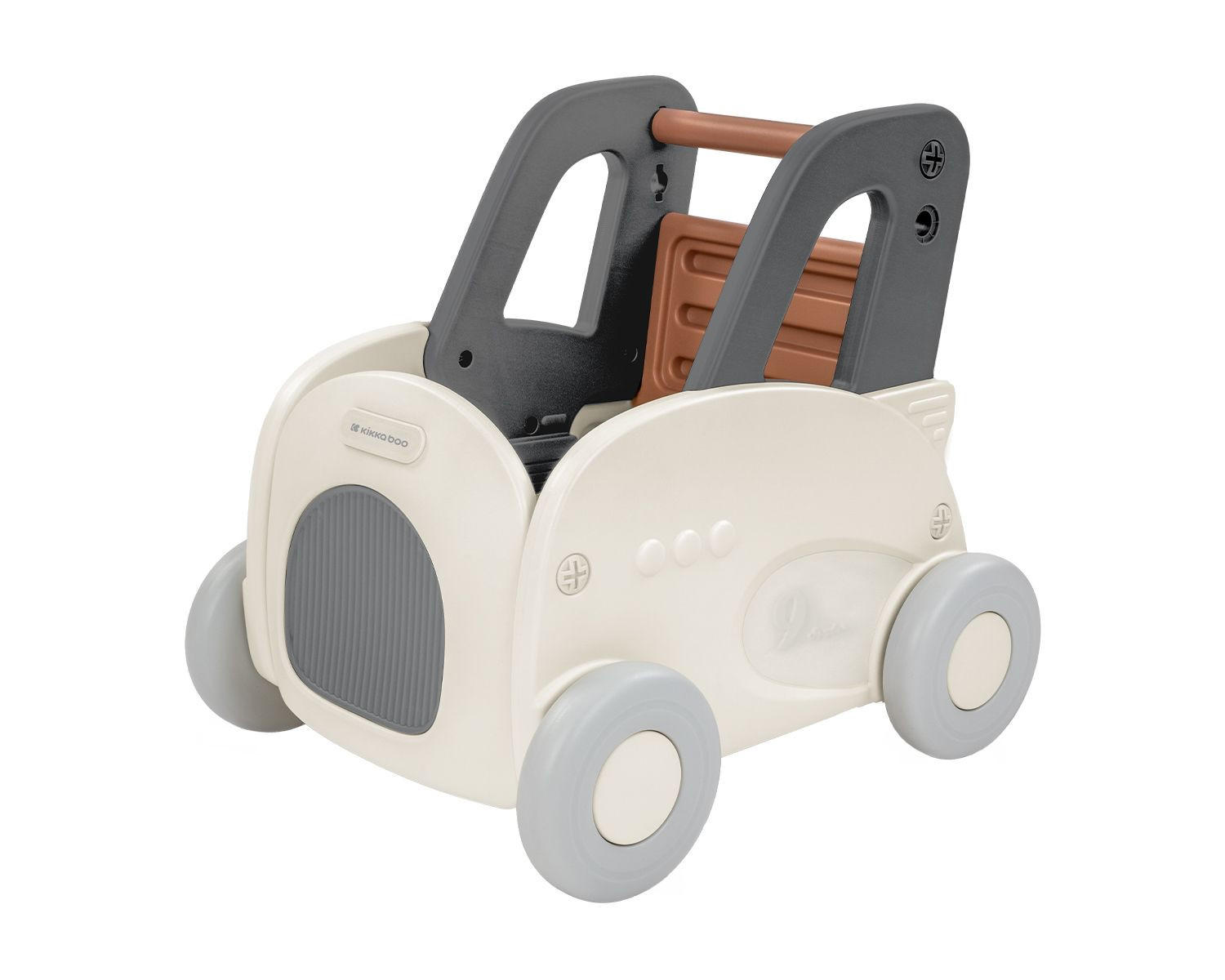 LAUFLERNHILFE 4 in 1 Trolie grau Ziehspielzeug, Rutscher, Aufbewahrungsbox - Silberfarben, Kunststoff (45/51/53cm) - Kikka boo