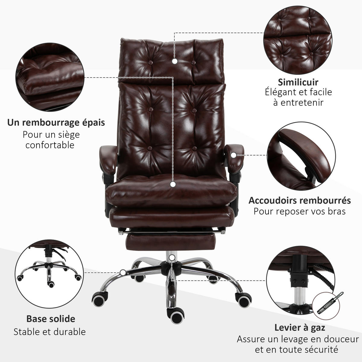 CHEFSESSEL DE-11765 70/72/121-130 cm Braun - Braun, Metall (70/130/72cm) - ComfortXL