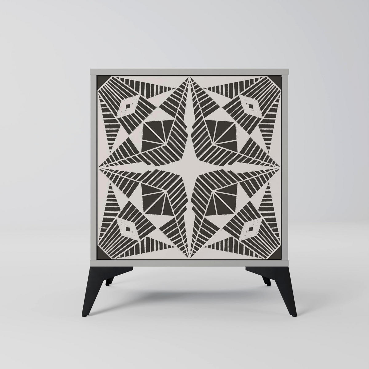 SIDEBOARD MONOCHROME NEXUS, Grau, 57,5x42x67,5 cm, Schwarze Metall-Rahmenfüße - Multicolor/Schwarz, Holzwerkstoff/Metall (57.5/67.5/42cm) - SpaceRebels