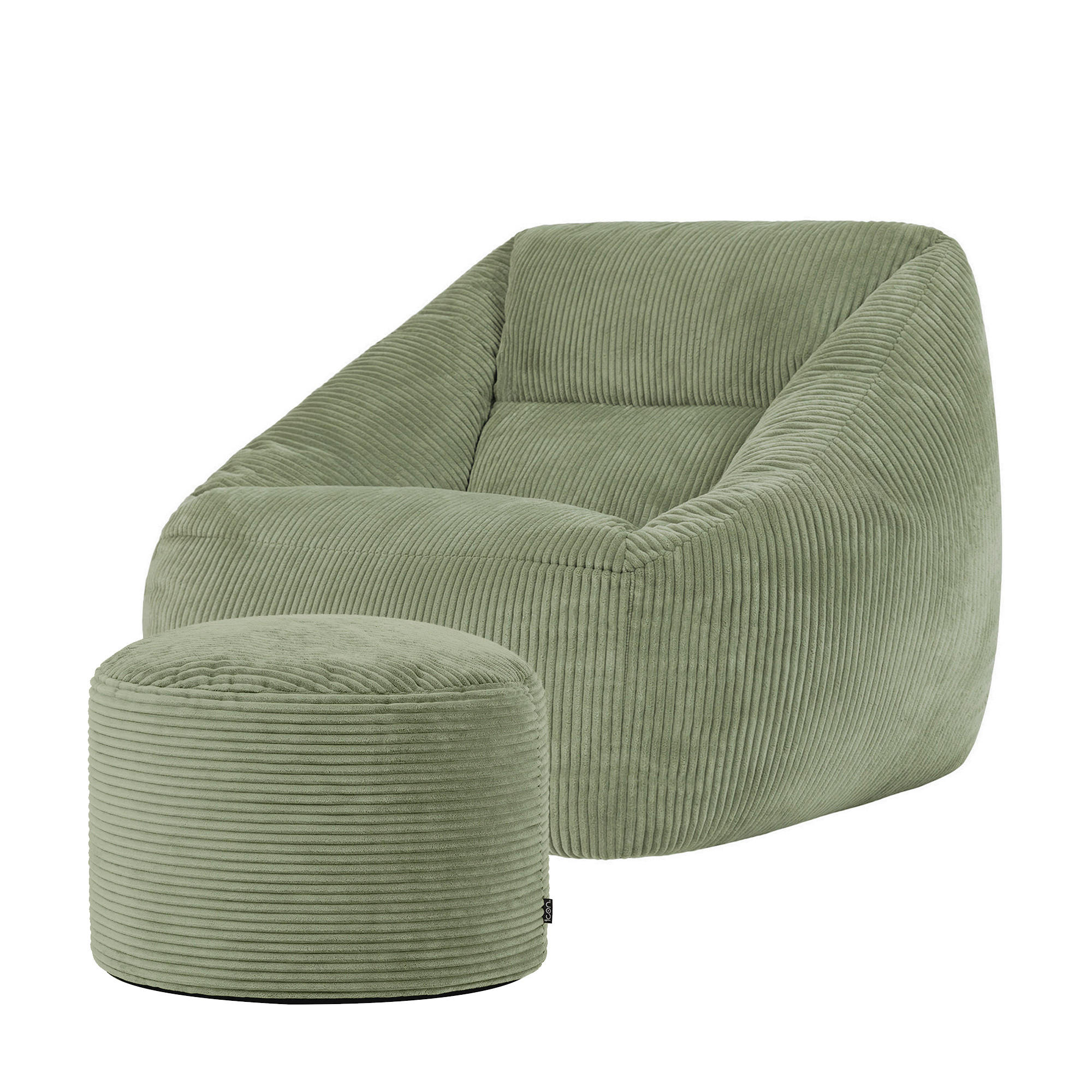 SITZSACK Sessel Natalia + Sitzpouf - Salbeigrün, Textil (100/80/88cm) - icon