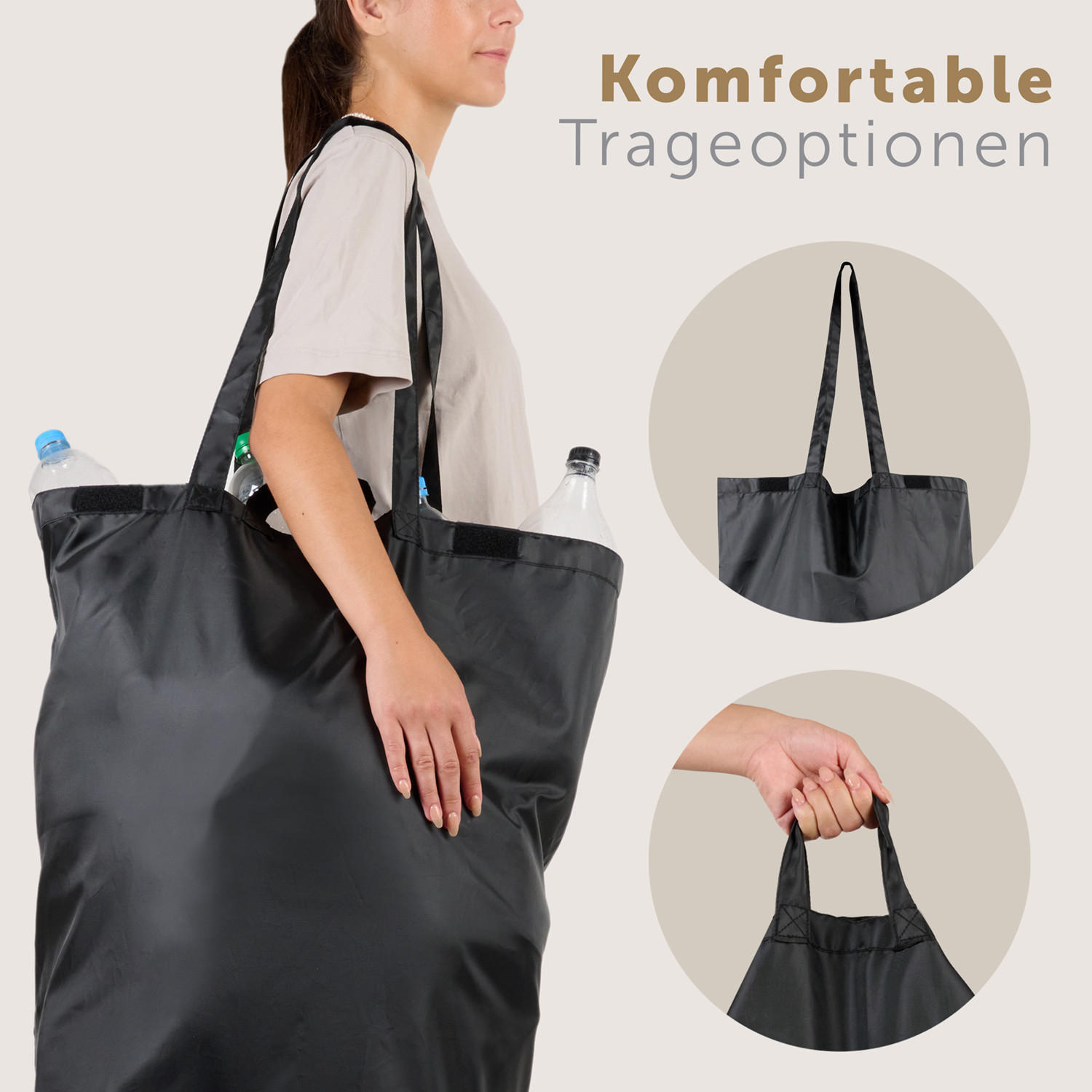 PFANDFLASCHEN-TASCHE 100L Schwarz - Schwarz, Kunststoff (18/2/25cm) - Blumtal