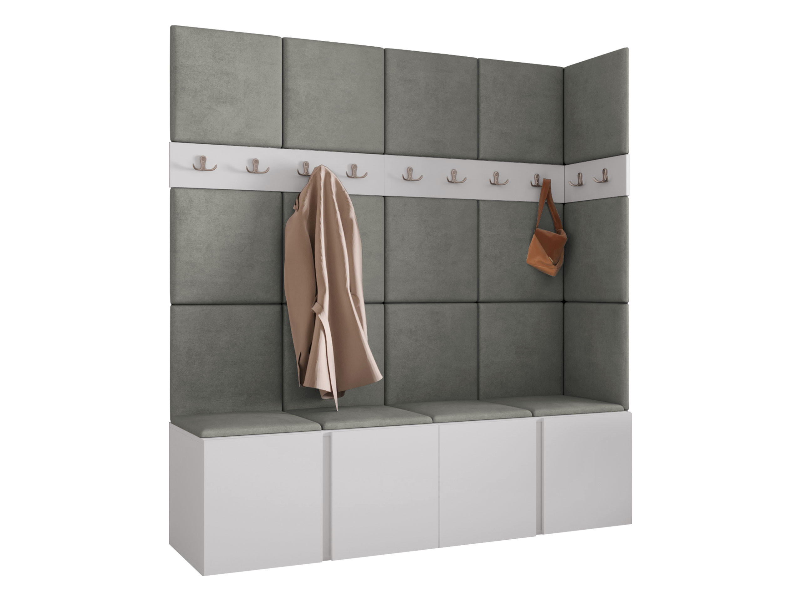 Mirjan24 Garderoben-Set Weiß, Grau 168x186x46 cm