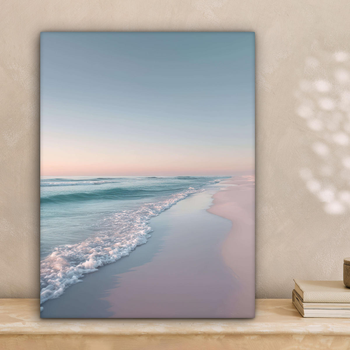 LEINWANDBILD Küstenlinie - Pastell - Wasser Room Decor 30x40 cm - Pastellblau, Textil (30/40cm) - MuchoWow