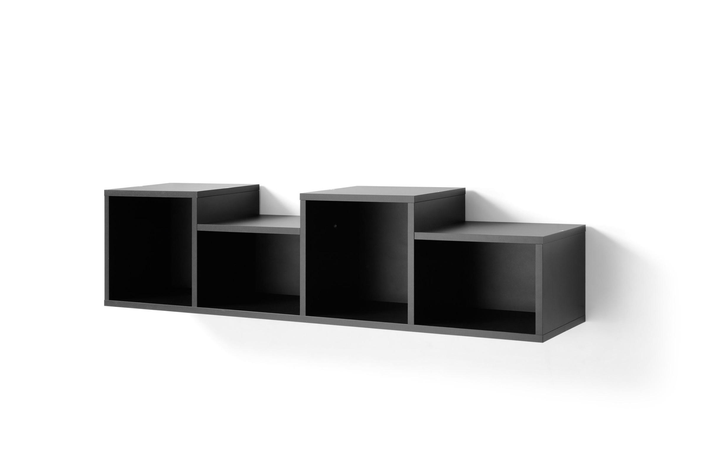 Deine Möbel 24 Kinder-Wandregal Eukalyptusholz, Eiche, Schwarz 120x30x25 cm