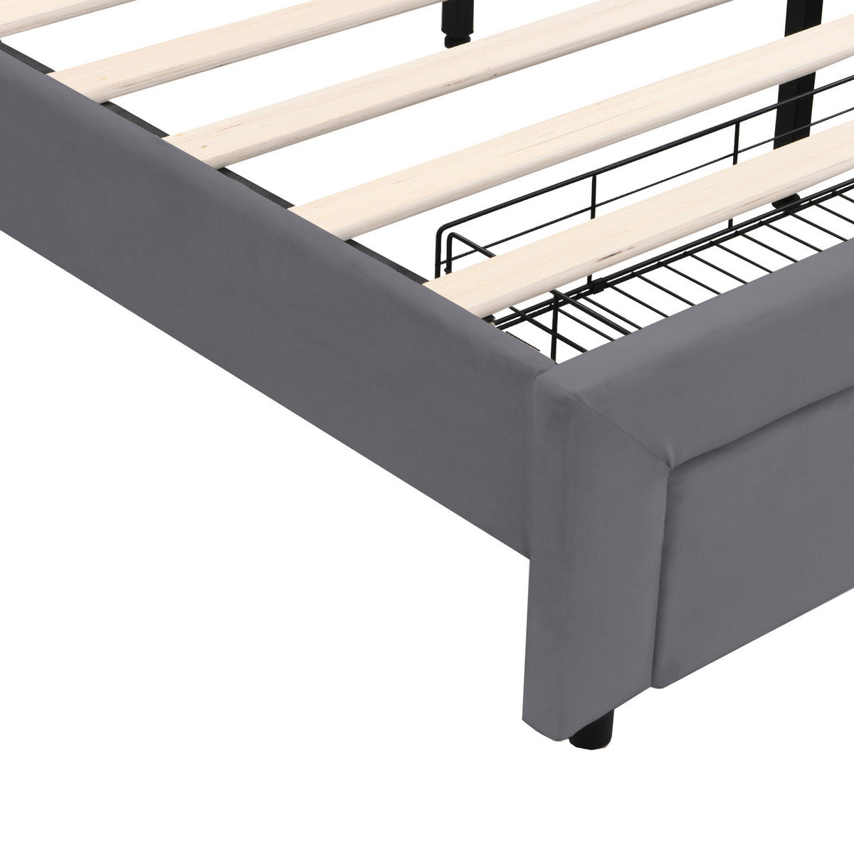 POLSTERBETT 140x200 cm LED USB Schubladen grau - Grau, Textil (140/200cm) - LEBENLANG