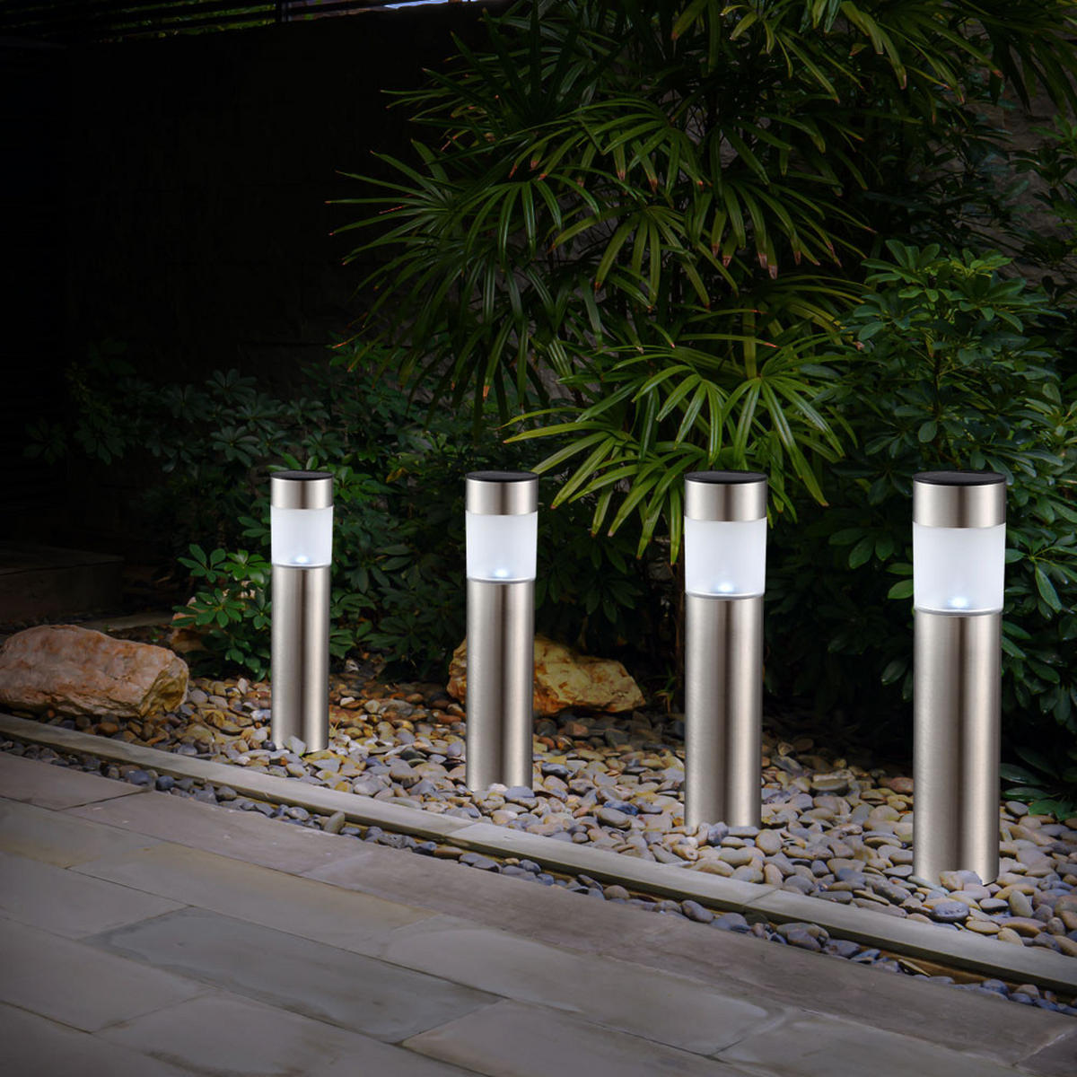 LED AUSSENLEUCHTE Edelstahl Silber 12er Set - Silberfarben, Metall (6.3/6.3/28cm) - Globo Lighting